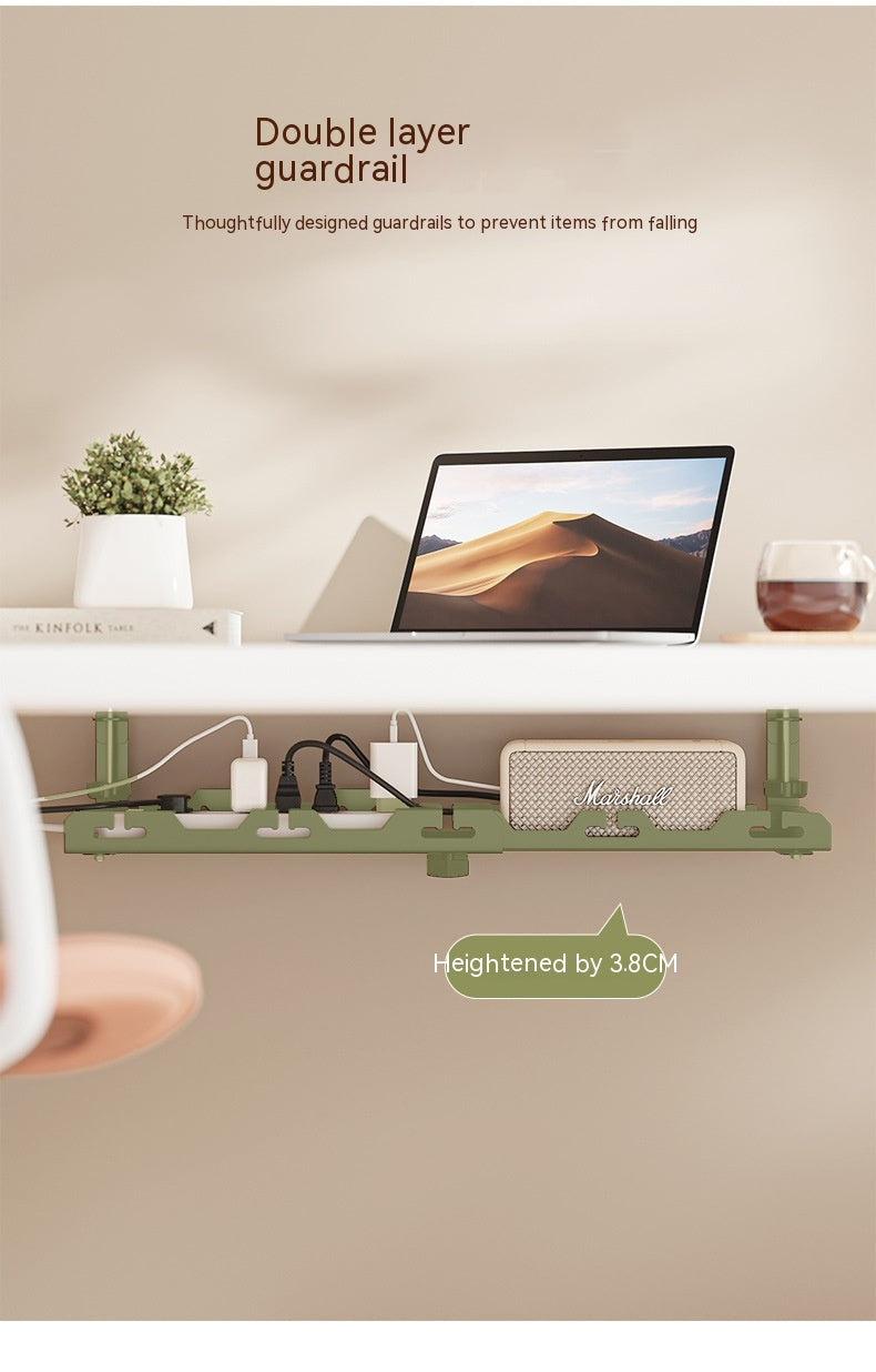Under-Desk Cable Management Tray — No-Drill Steel Rack