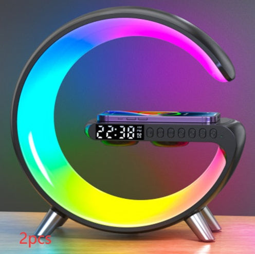 G-Shape LED Lamp — Bluetooth Speaker & Wireless Charger