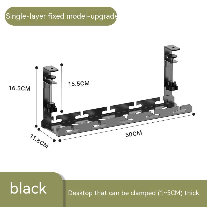Under-Desk Cable Management Tray — No-Drill Steel Rack