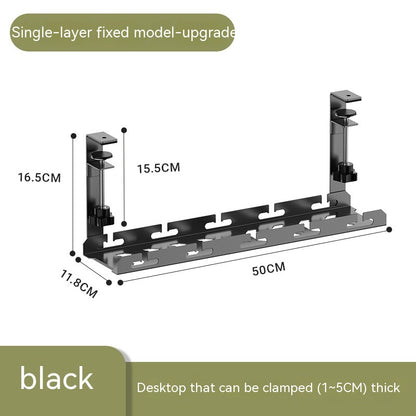 Under-Desk Cable Management Tray — No-Drill Steel Rack