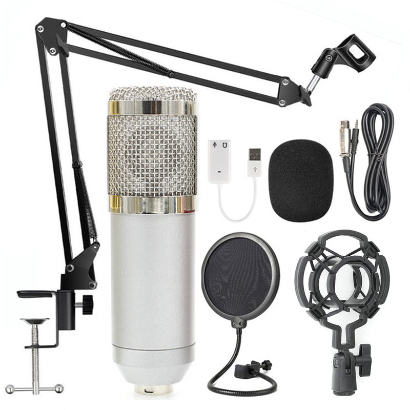 Microphone Boom Arm Stand — Desk Mount with Shock Mount & Pop Filter