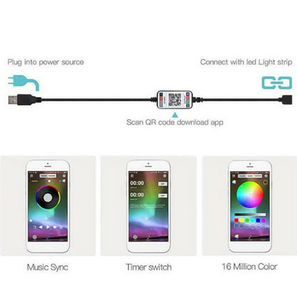 RGB LED Strip Lights — Bluetooth App Control, 16M Colors
