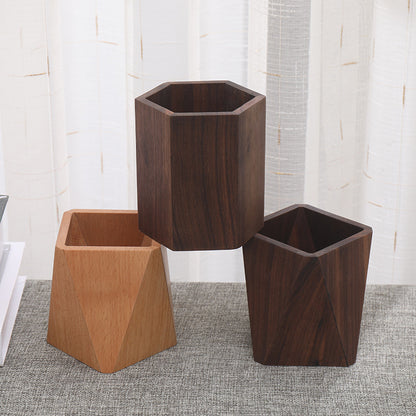 Wooden Desk Organizer — Pen Holder & Desktop Storage