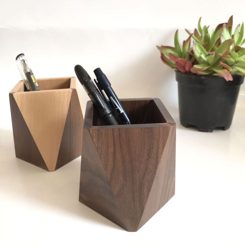 Wooden Desk Organizer — Pen Holder & Desktop Storage