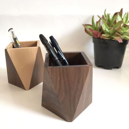 Wooden Desk Organizer — Pen Holder & Desktop Storage