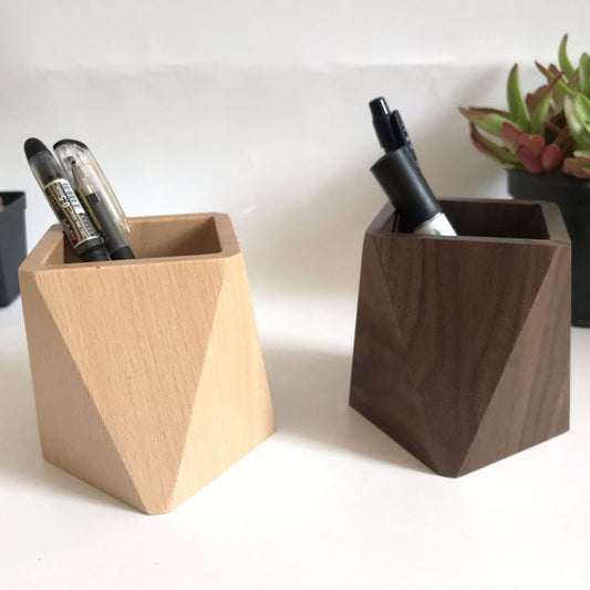 Wooden Desk Organizer — Pen Holder & Desktop Storage