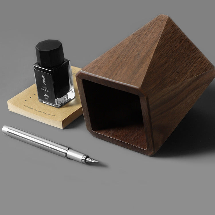 Wooden Desk Organizer — Pen Holder & Desktop Storage