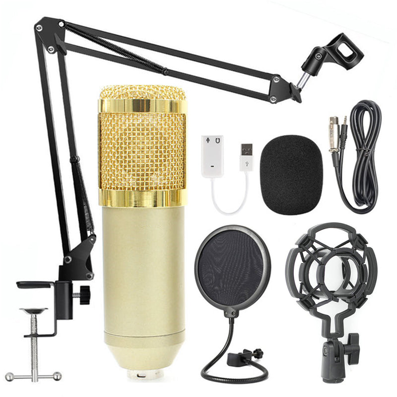 Microphone Boom Arm Stand — Desk Mount with Shock Mount & Pop Filter
