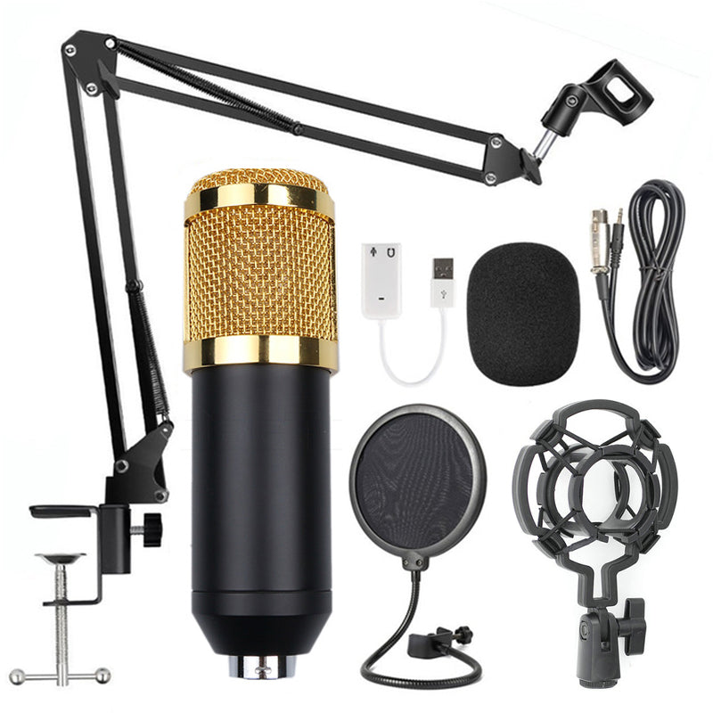 Microphone Boom Arm Stand — Desk Mount with Shock Mount & Pop Filter