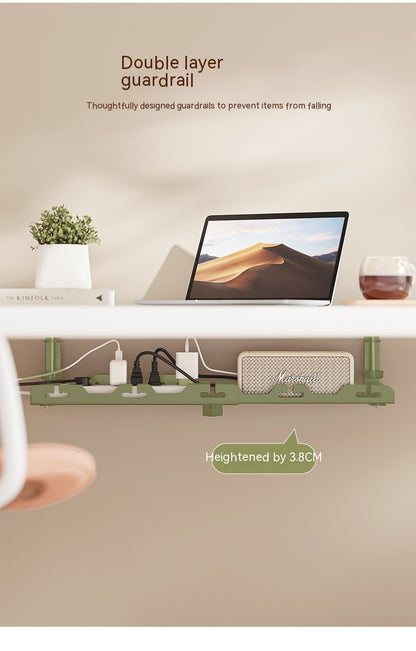 Under-Desk Cable Management Tray — No-Drill Steel Rack