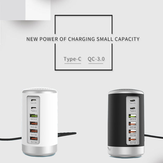 6-Port USB Charging Tower — Multi-Device Desktop Charger