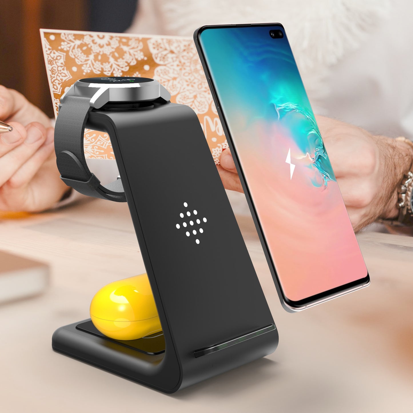 3-in-1 Wireless Charging Station — Phone, Watch & Earbuds