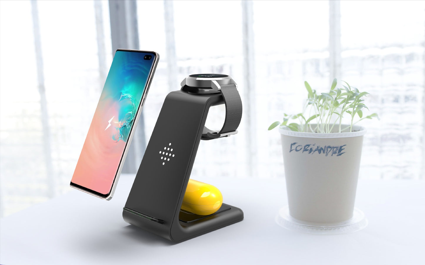 3-in-1 Wireless Charging Station — Phone, Watch & Earbuds