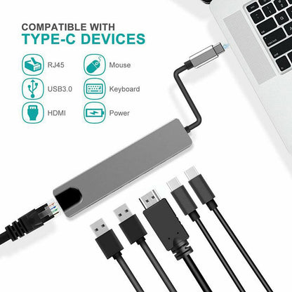 6-in-1 USB-C Hub — HDMI, USB 3.0, PD & Ethernet
