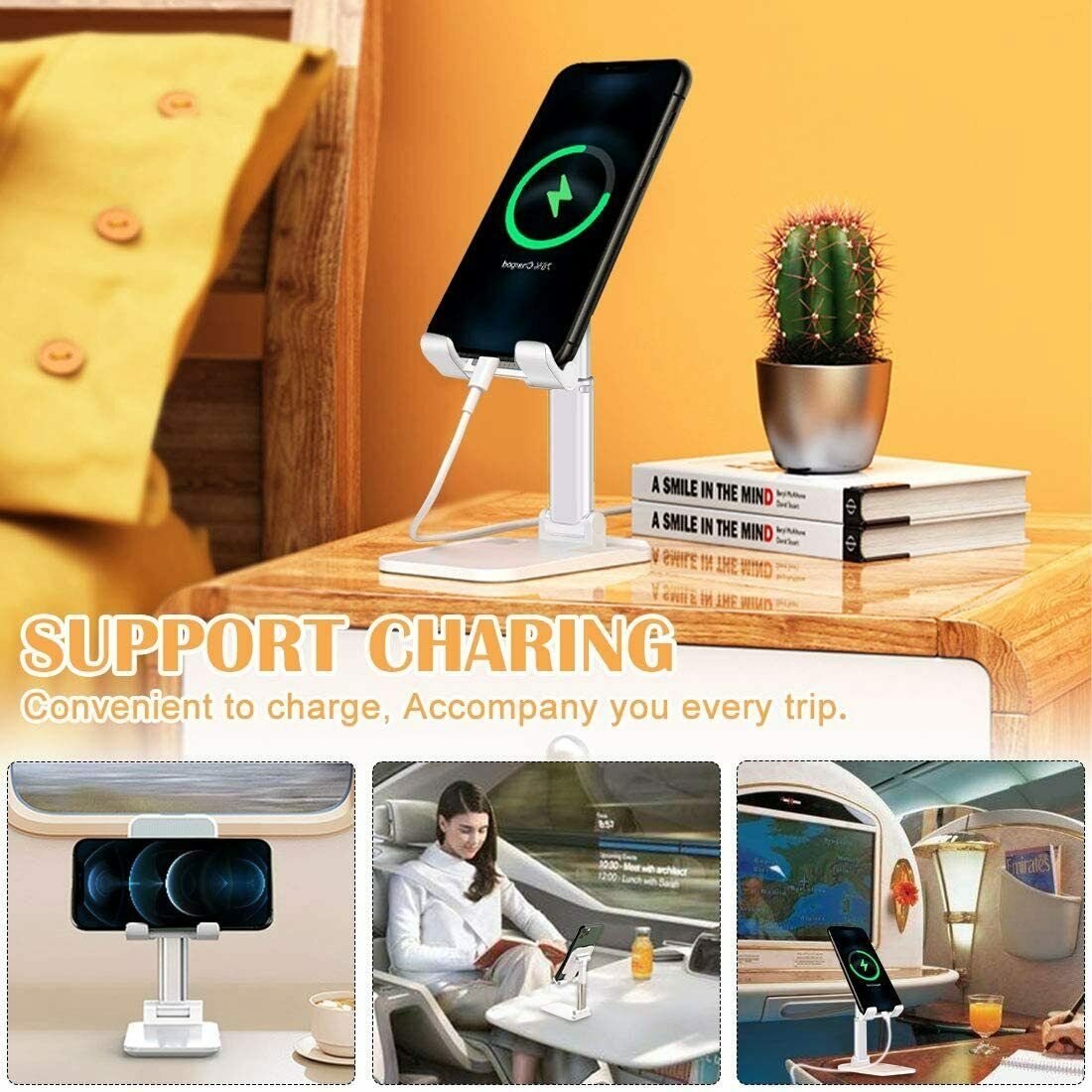 Adjustable Phone & Tablet Desk Stand — Foldable Desktop Holder