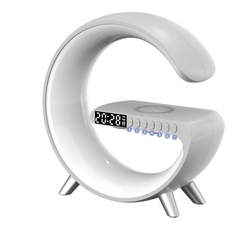 G-Shape LED Lamp — Bluetooth Speaker & Wireless Charger