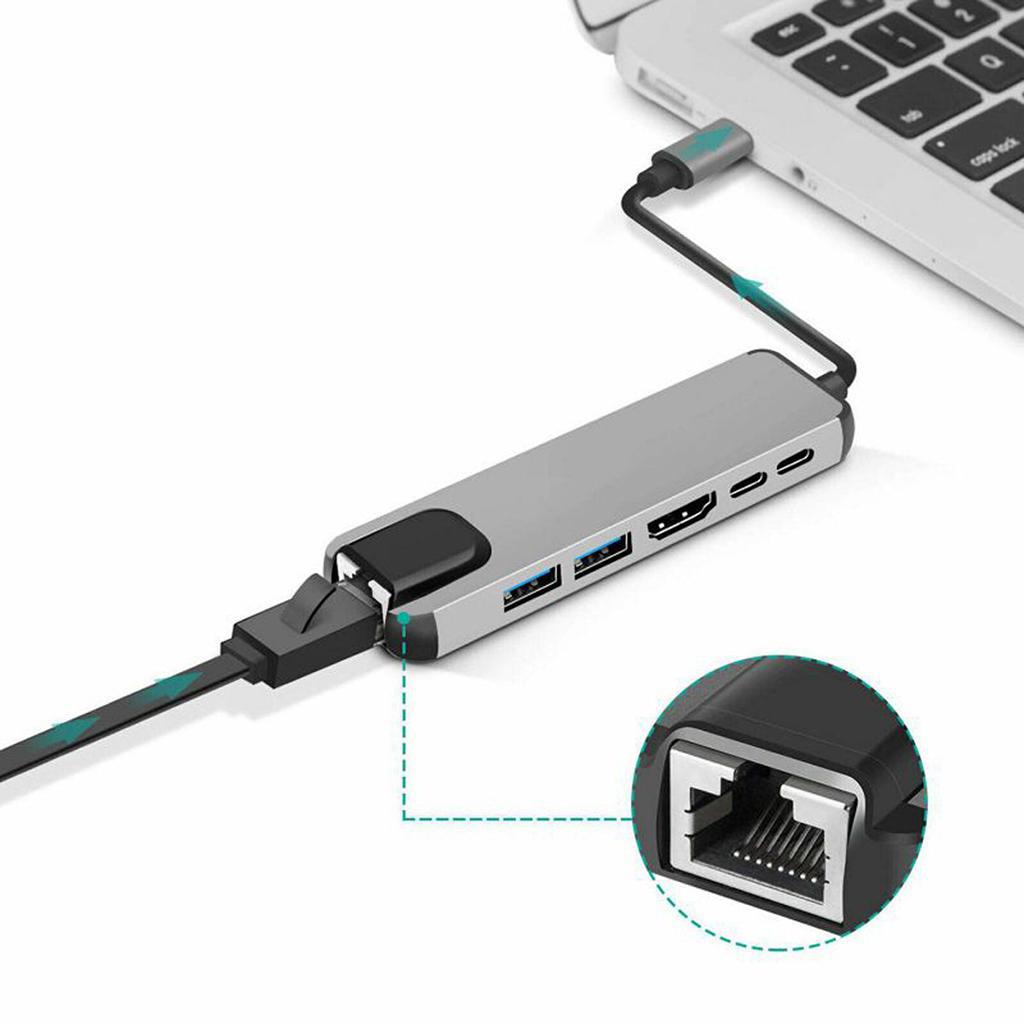 6-in-1 USB-C Hub — HDMI, USB 3.0, PD & Ethernet