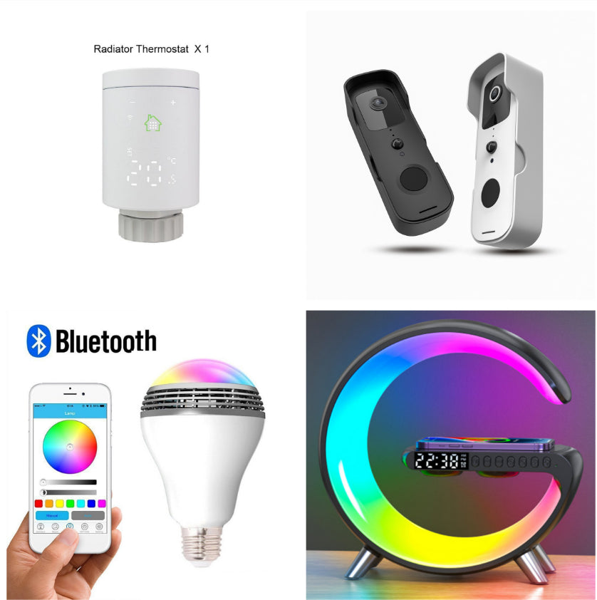 G-Shape LED Lamp — Bluetooth Speaker & Wireless Charger