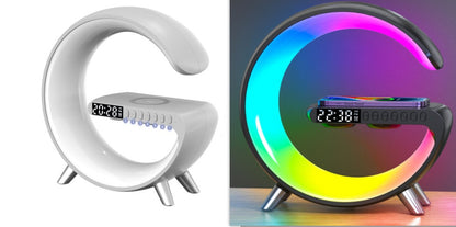 G-Shape LED Lamp — Bluetooth Speaker & Wireless Charger