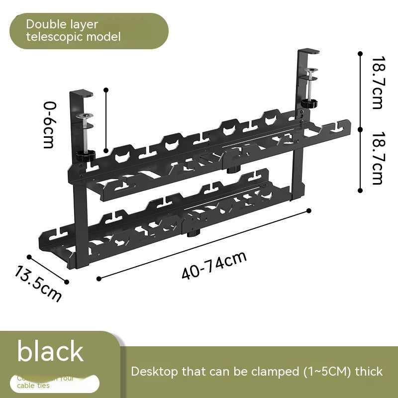Under-Desk Cable Management Tray — No-Drill Steel Rack