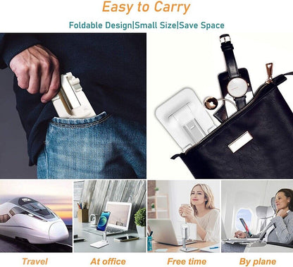 Adjustable Phone & Tablet Desk Stand — Foldable Desktop Holder