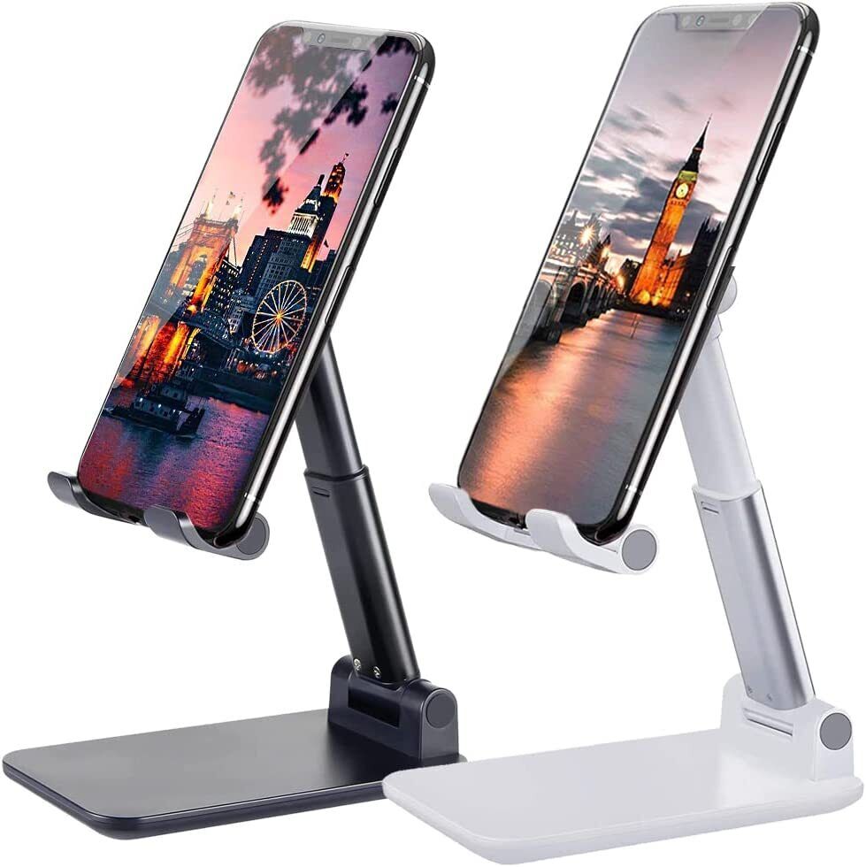 Adjustable Phone & Tablet Desk Stand — Foldable Desktop Holder