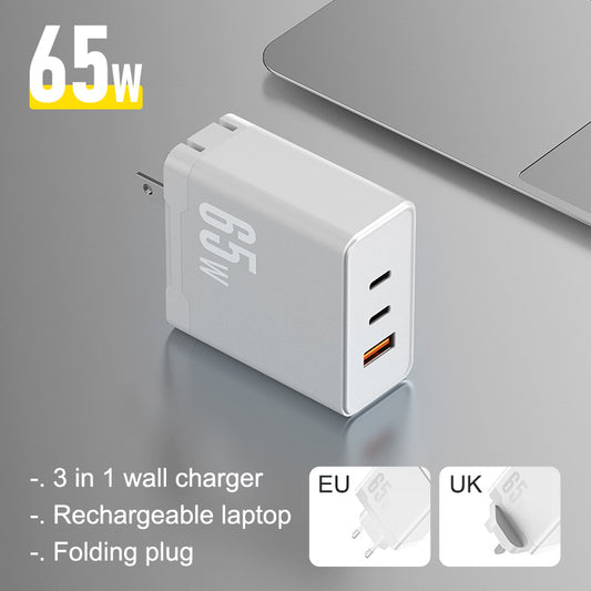 GaN 65W Fast Charger — Multi-Port USB-C Wall Plug