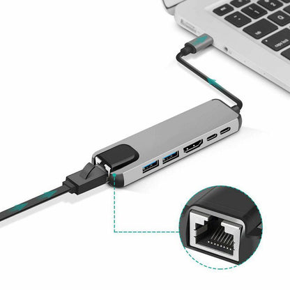 6-in-1 USB-C Hub — HDMI, USB 3.0, PD & Ethernet