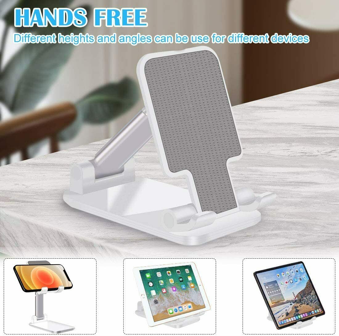 Adjustable Phone & Tablet Desk Stand — Foldable Desktop Holder