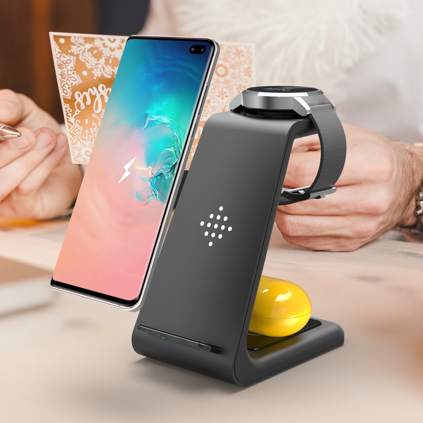 3-in-1 Wireless Charging Station — Phone, Watch & Earbuds