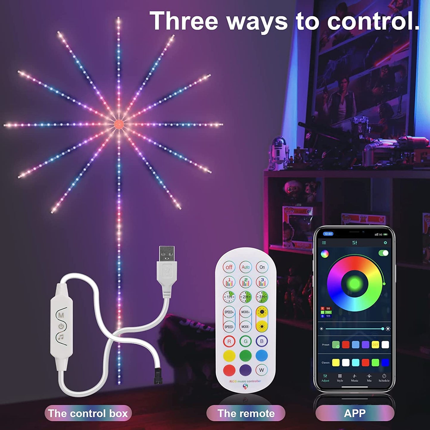 Firework RGB LED Lights — Music Sync, 16M Colors