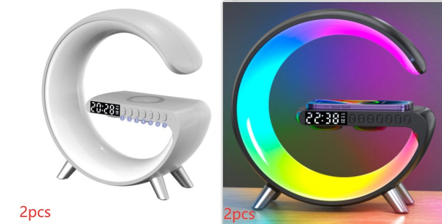 G-Shape LED Lamp — Bluetooth Speaker & Wireless Charger