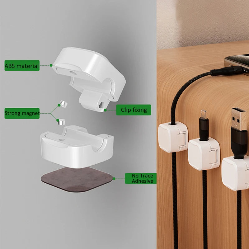 Magnetic Cable Clips — Desk & Wall Cord Organizer