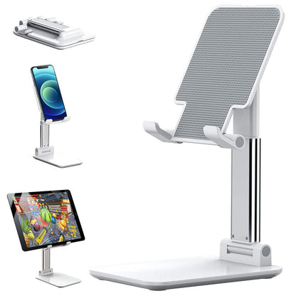 Adjustable Phone & Tablet Desk Stand — Foldable Desktop Holder